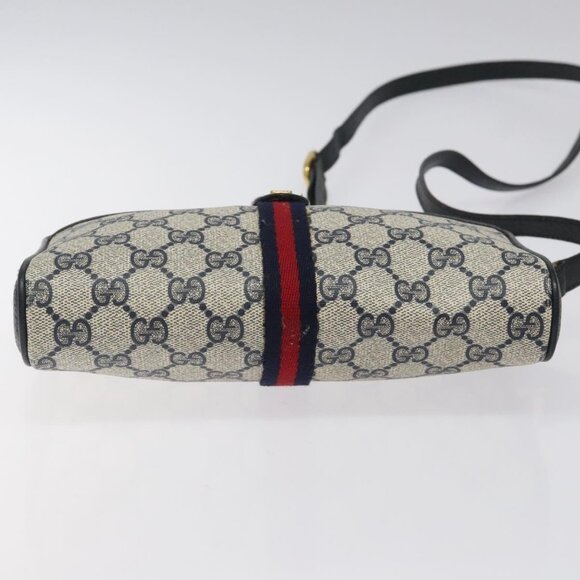GUCCI GG Supreme Sherry Line Shoulder Bag PVC Navy Red - Picture 11 of 16